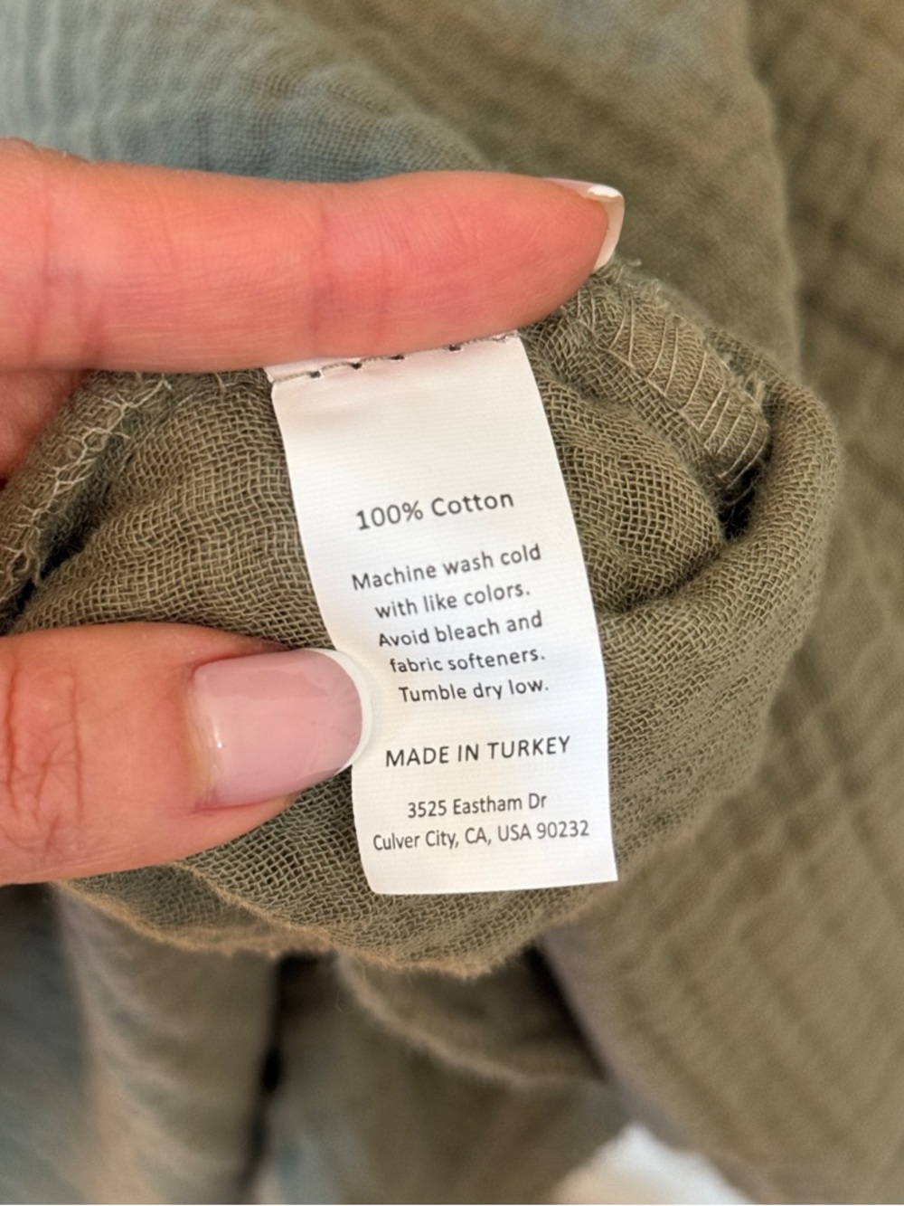 Parachute Home Cotton Robe in Olive Green XS - Picture 6 of 6